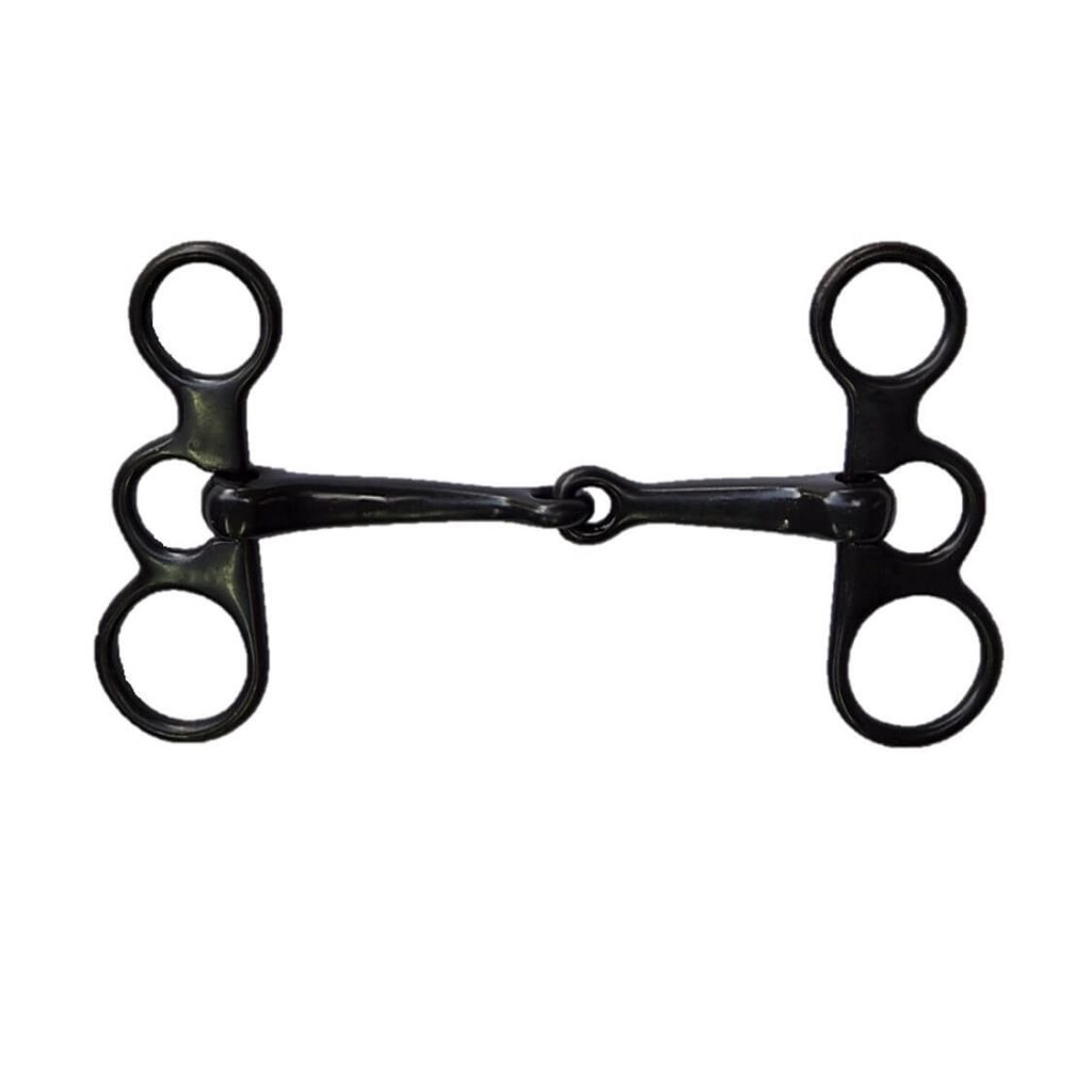 Horse Bit 5.25" W black steel broken with silver accents ⋆ Saddles N