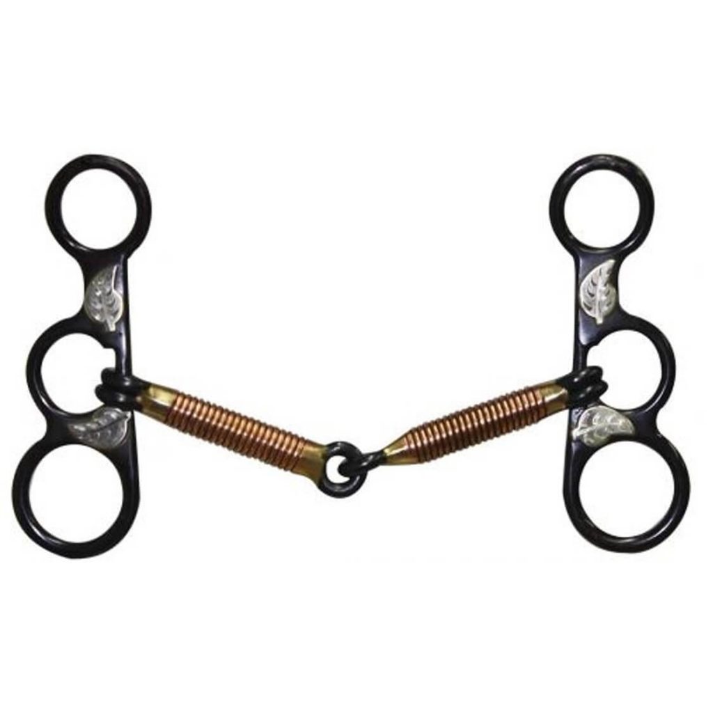 Horse Bit 5.5" W/black steel broken with copper wrapped and silver