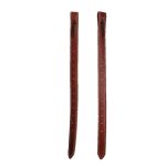 30 Inch Harness Leather Rear Flank Billet Set - Latigo Lined, Brown, For Western Saddles