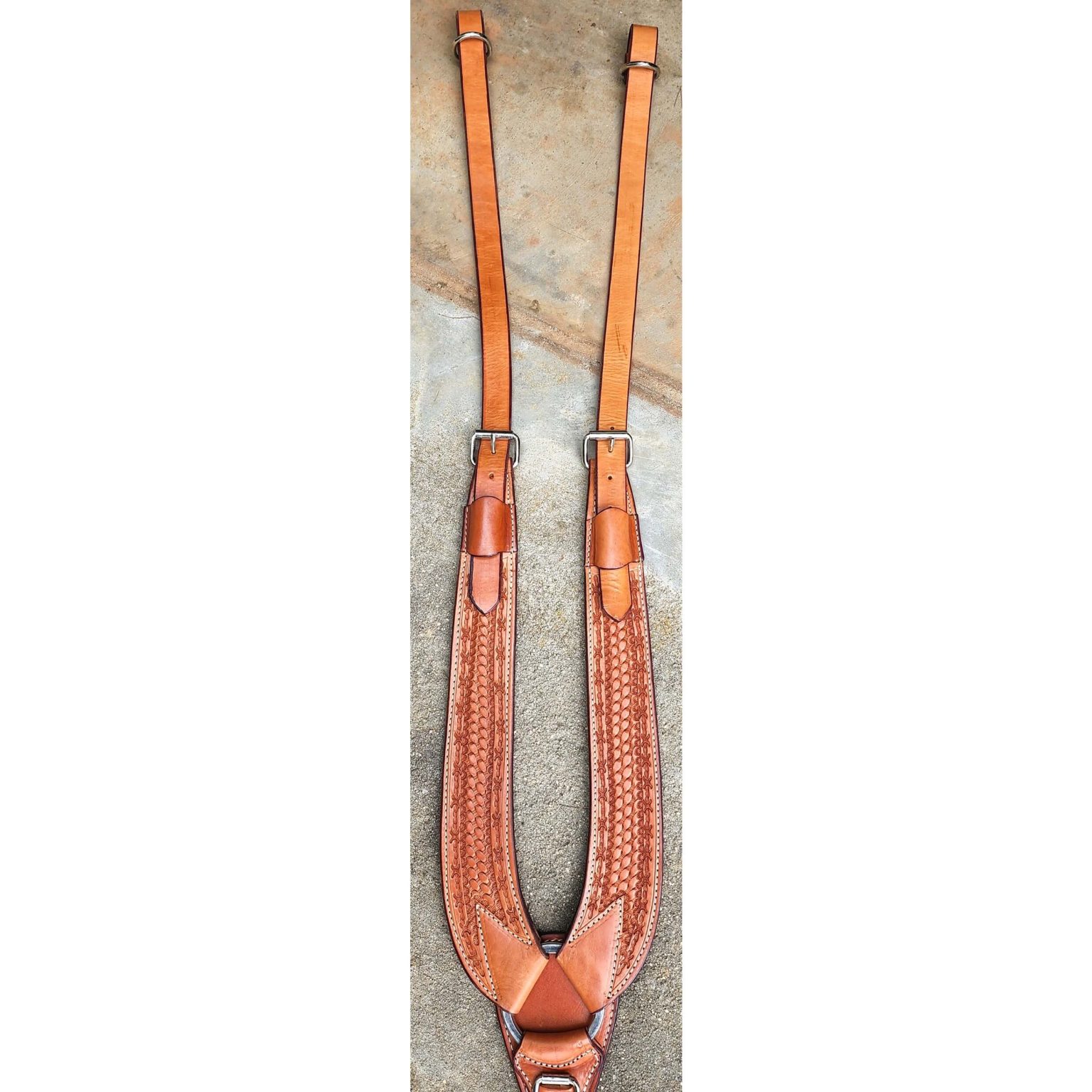 Western Tan Color Horse Pulling Breast Collar with Tooling ⋆ Saddles N Such SMC