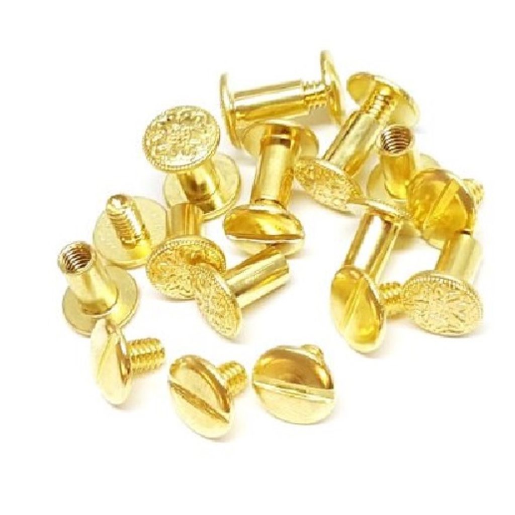 50 Pack Chicago Screws Premium Solid Brass Engraved 1/4