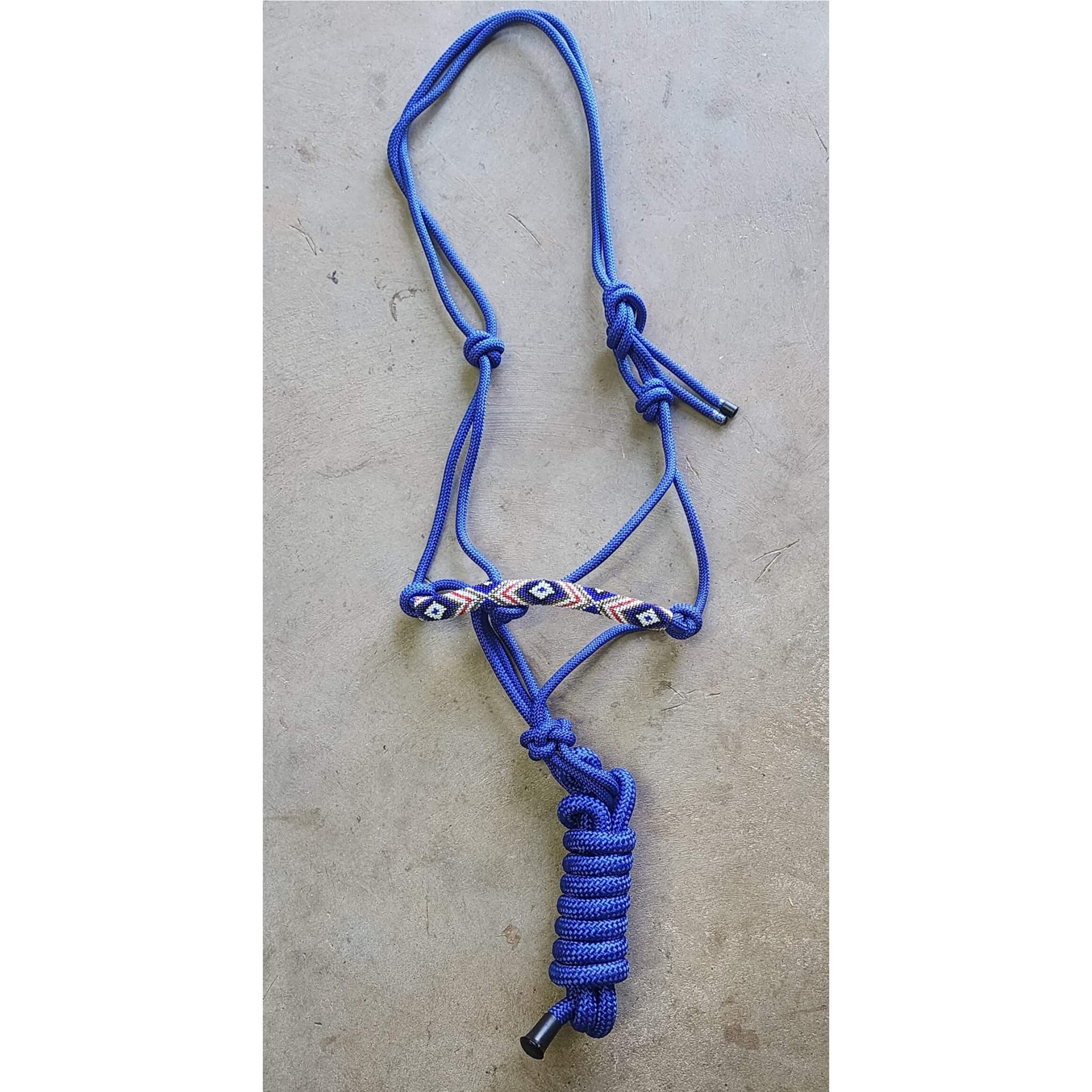 Royal Fassin Ropes New Royal Blue Cowboy Knot Rope Halter with Beaded Nose Band and Lead ⋆ ...